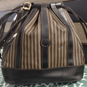 Vintage FENDI Striped Drawstring Pequin Bucket Bag 🔥